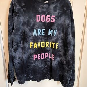 Stylish Black Tie-Dye Sweatshirt with Colorful Text